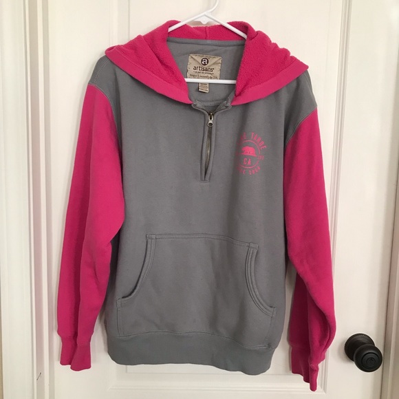 Nice Artisan gray/magenta pink zip up hoodies w/ 2 pockets - Picture 8 of 8